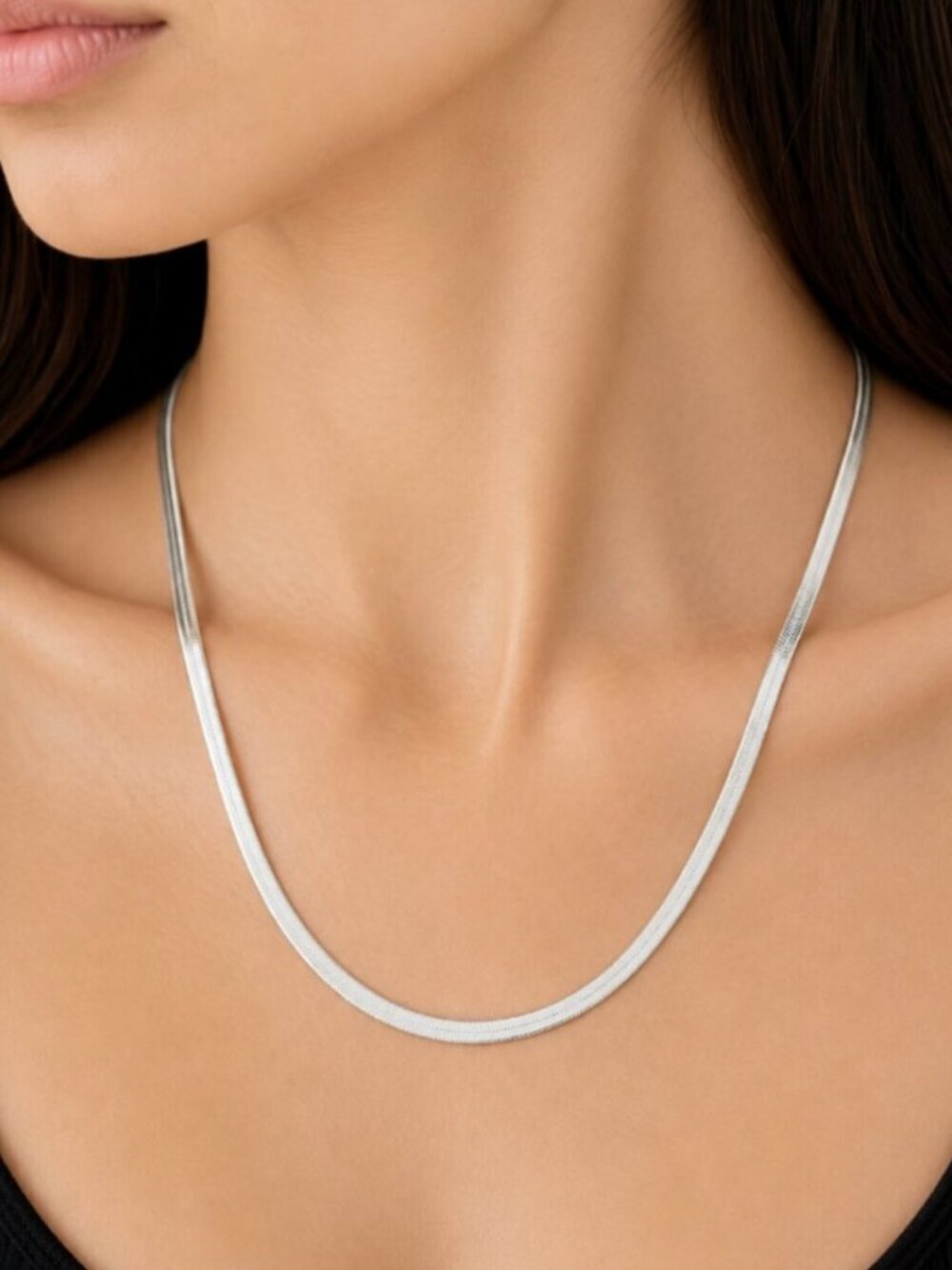 925 Sterling Silver Snake Chain Necklace Herringbone Necklace Chain 4 MM